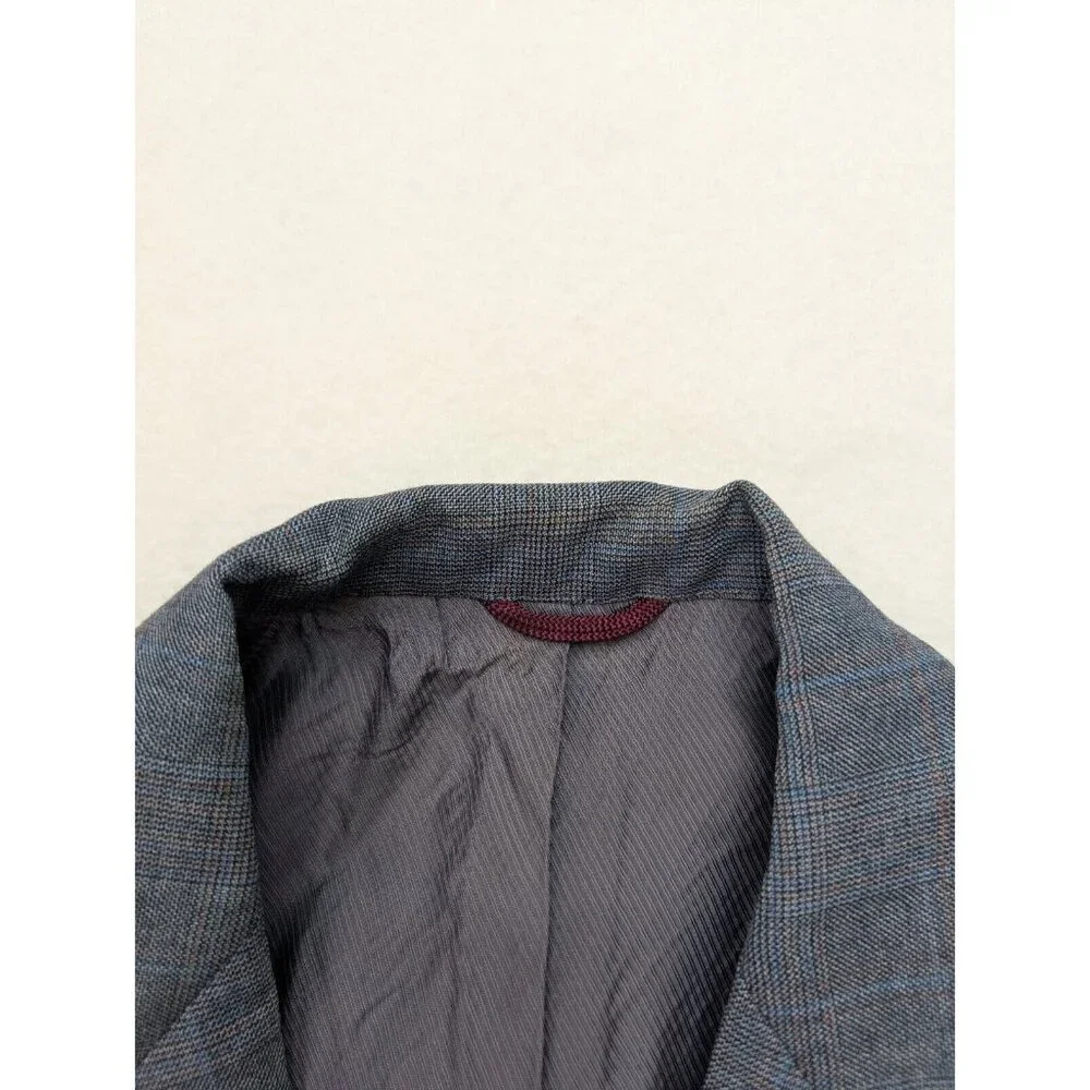 Hart Schaffner Marx Vintage Men's Blazer Jacket Sport Coat Size 40R Blue Plaid